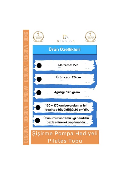 Profesyonel Seri Dayanıklı Yüksek Kalite Mini Gymball 20cm Turuncu Pilates Topu Şişirme Pompa Hediye