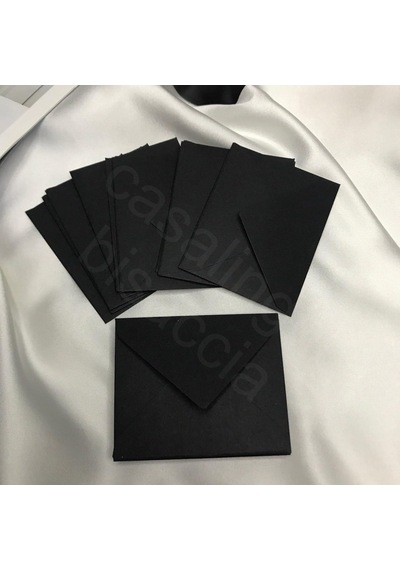 Siyah Küçük Mesaj Zarfı 7x9 Cm Mini Tebrik Kartı Ve Teşekkür Notu Zarfı Düğün, Nişan, Doğum Günü - 10 A