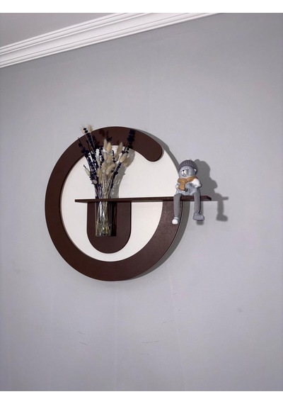 Primula Dekoratif Duvar Rafı Led Işıklı Ahşap İskandinav Tarzı Modern Salon Duvar Rafı Çiçeklik 50 Cm Paris Grisi - Ahşap Ceviz
