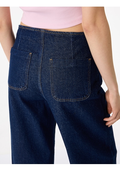 Koton Pamuklu Cepli Normal Bel Culotte Pantolon - Culotte Jeans Koyu İndigo 7wal40032md Indigo Koton Pamuklu Cepli Normal Bel Culotte Pantolon - Culotte Jeans Koyu İndigo 7wal40032md Indigo