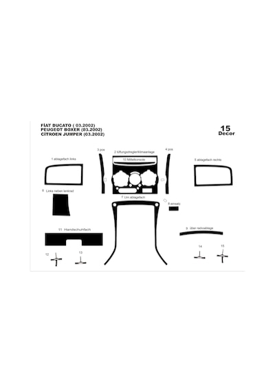 Fiat Ducato Jumper Boxer Torpido Kaplama 2002-2006 15 Parça Piano Black