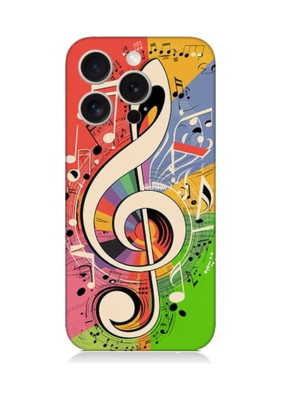 Apple Uyumlu iPhone 15 Pro Max Renkli Nota Desenli Silikon Kılıf Silikon