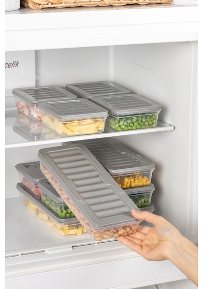 4 Adet 1170ml. Freshbox Saklama Kabı Seti - Mikrodalga Ve Difrize Uyumlu Gri