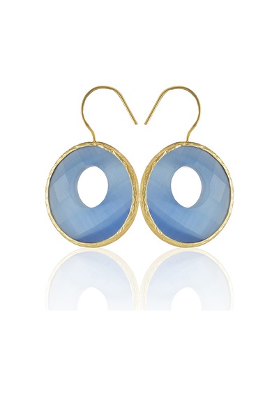 Kadir Jewellery 22 Ayar Altın Kaplama Kadın Taşlı Küpe -el İşçiliği Ve Hipoalerjenik Küpe Buz Mavisi 33468185