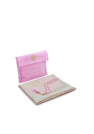 Hediyelik Şantuk Çantalı, Tesbihli, Çeyizlik Seccade Seti - Pembe Pembe