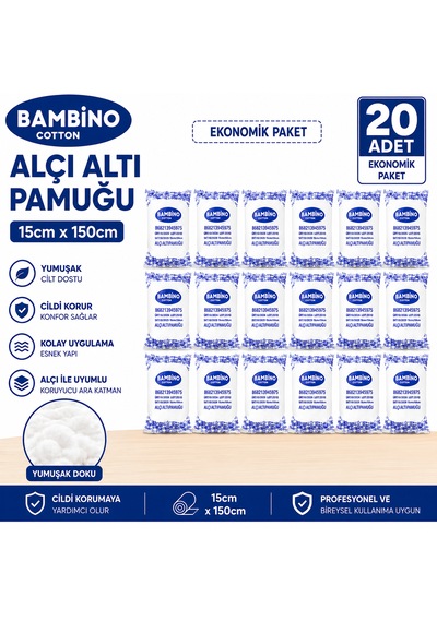 Bambino Alçı Altı Pamuğu 15 Cm 150 Cm 20 Adet