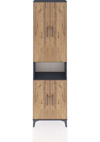 Arges Dolap 3 Raflı 4 Kapaklı Tek Askılı 60x30x221 Antrasit-çam Antrasit
