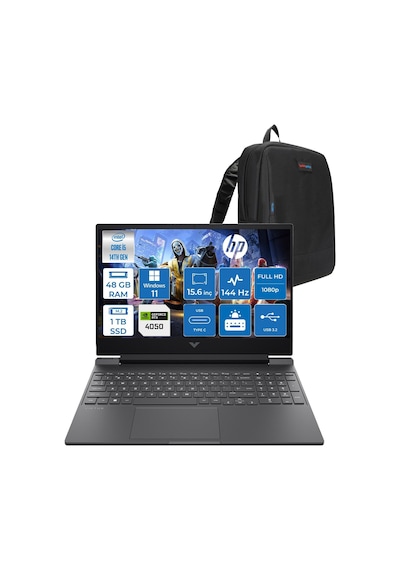 HP Victus 15-WFA2023NT BY2K1EAH23 i5-14450HX 48 GB 1 TB SSD RTX4050 6 GB 15.6" W11H Dizüstü Bilgisayar + Zetta Çanta