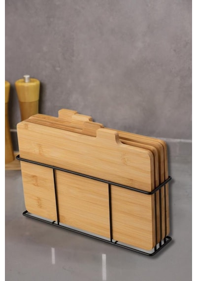 Bambu Standlı Kesme Tahtası 4lü Set - M7b11