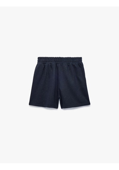 Koton Slim Fit Beli Bağcıklı Cepli Simli Mini Şort Lacivert 6sal40139ık