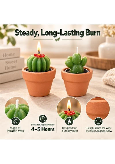 Tr 12 Adet Kaktüs Tealight Mumlar Gelin Partisi Hediyeleri Boho Meksika Parti Dekorasyonları Sukulent Mum Mini Çay I Genel
