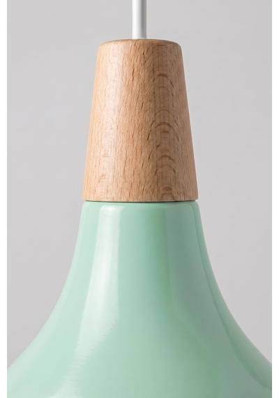 Nova Ahşap Sarkıt Avize, Bohem Tavan Lambası Ve Salon Oturma Odası Aydınlatması - Mint Yeşili - 35 Cm Modern Diğer