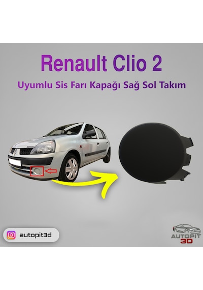 Renault Clio 2 2001-2006 Uyumlu Sis Farı Kapağı Sağ Sol Takım Sis Farı Kapağı