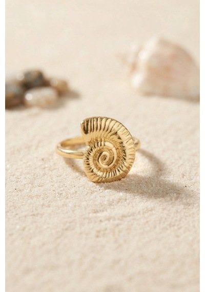 Bay Nautilus Tasarım Gold Renk Kadın Yüzük Najmaddin Standart