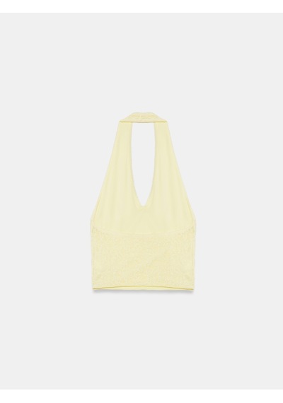 Dilvin 32690 Halter Yaka Dantel Detaylı Top-açık Sarı