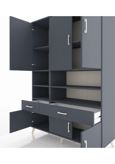 Hyperion Dolap 8 Raflı 2 Çekmeceli 6 Kapaklı 132x44x195 Antrasit-antrasit/antrasit Antrasıt/antrasıt Hyperion Dolap 8 Raflı 2 Çekmeceli 6 Kapaklı 132x44x195 Antrasit-antrasit/antrasit Antrasıt/antrasıt