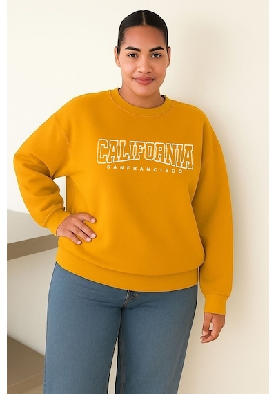 Benroma Calıfornıa Baskılı Unisex Sweatshırt Sarı