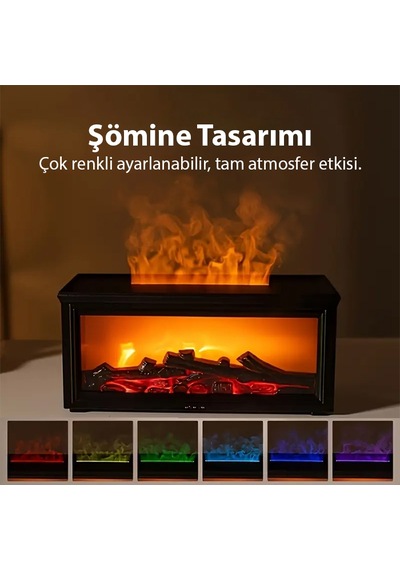 Ezere A4 Şömine Esintili Aromaterapi Difüzörü Ultrasonik Hava Nemlendici