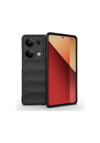 Xiaomi Redmi Note 13 Pro 4g Kılıf Kamera Korumalı Esnek Silikon Parmak Şeritli Pazarplus Siyah