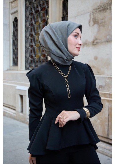 Silk Home Monogram Pamuk İpek Eşarp 130001-07 Yeşil Gri