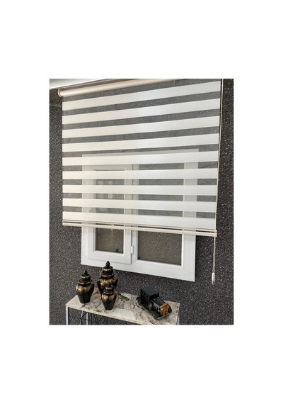 Ekru İthal Bambu Zebra Stor Perde Eteksiz 1. Kalite+alüminyum Kasa