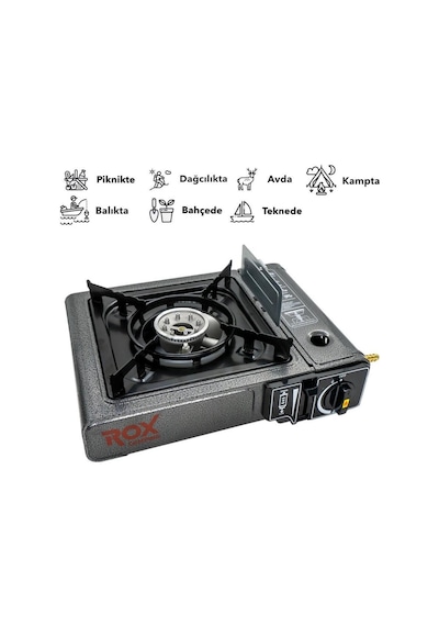 Rox Camping 0103 Tekli Portatif Kamp Ocak Rüzgarlıklı Ekstra Gaz Girişli - 3 Adet Rox Valfli Kamp Gazı Kartuş 227gr Hediyeli Antrasit Rox Camping 0103 Tekli Portatif Kamp Ocak Rüzgarlıklı Ekstra Gaz Girişli - 3 Adet Rox Valfli Kamp Gazı Kartuş 227gr Hediyeli Antrasit