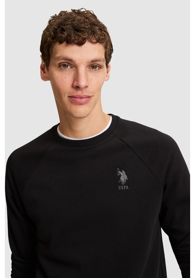 U.S. Polo Assn. Erkek Siyah Bisiklet Yaka Regular Fit Basic Sweatshirt 50329441-vr046