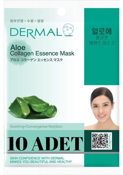 Dermal Aloe Vera Özlü Yatıştırıcı ve Nemlendirici Kolajen Maskesi 10'lu