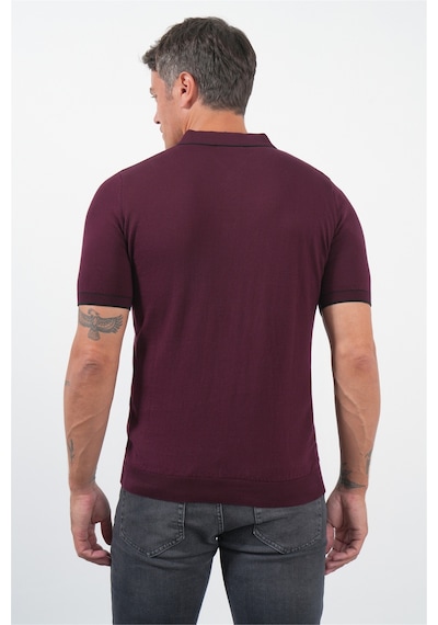 İmza Bordo Polo Yaka Kısa Kol Örme Comfort Fit %100 Pamuk Kazak 1012260151
