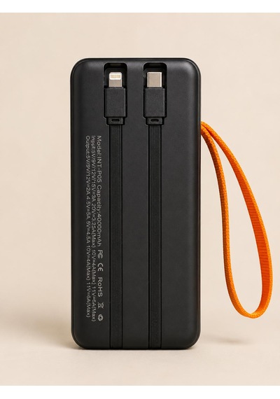 40.000mah Taşınabilir Powerbank Led Dijital Ekranl Type-c-lightning Şarj Kablosu 4 Usb Çıkış Portu Hızlı Şarj Siyah - Siyah