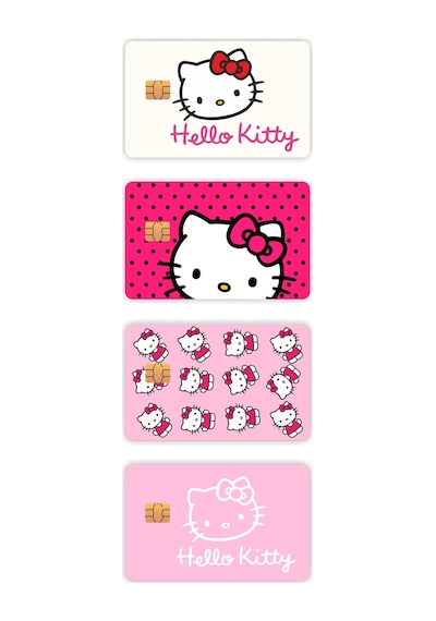 4 Adet Hello Kitty Kart Kaplama Sticker Kart Etiketi