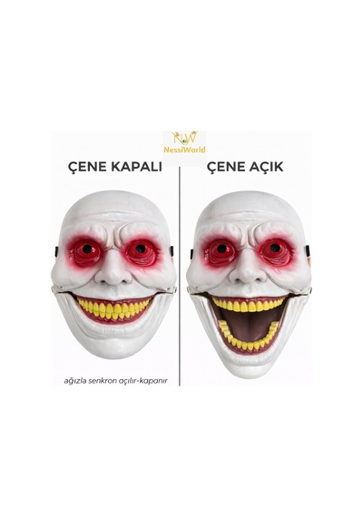 Hareketli Çene Mekanizmalı Korku Maskesi Kırmızı Diğer
