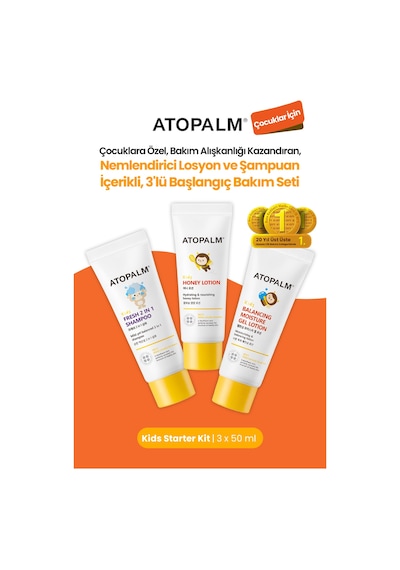 Çocuklar İçin Nemlendirici Losyon&şampuan İçerikli 3lü Başlangıç Bakım Seti Atopalm Kids Starter Kit