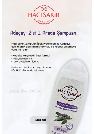 Hacı Şakir Hindistan Cevizi Şampuan 500 Ml, Adaçayı Şampuan 500 Ml Ve Rosıe