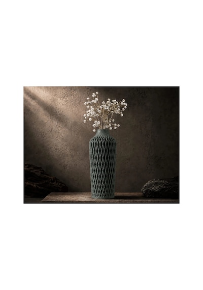 Diamont Metalic Green Vazo Modern Dekoratif 3d Baskı Vazo 137x250 Mm Çok Renkli