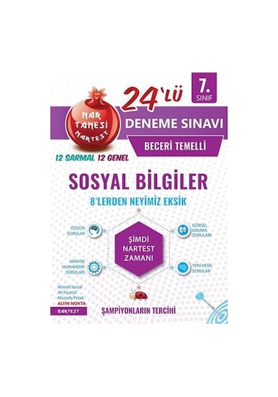Nartest 7. Sınıf Nar Tanesi Sosyal Bilgiler Beceri Temelli 24'Lü