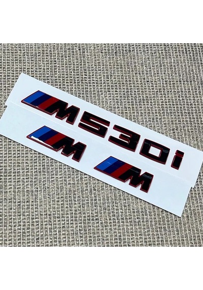 Bmw M530i Piano Black Kırmızı Bagaj Yazısı Ve M Çamurluk Armaları Seti 2'li 3m 3d Abs