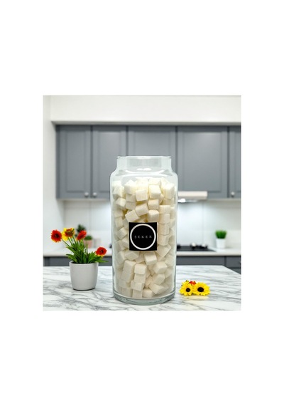 Ahşap Top Kapaklı Cam Şeker Saklama Kavanozu 1400 Ml Etiketi Hediyeli Çok Renkli