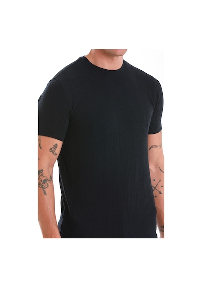Hatemoğlu Lacivert Regular Fit Jakarlı Bisiklet Yaka Tişört 35102024c004 005 Lacivert