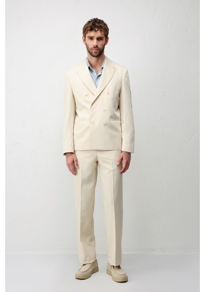 Antioch Kruvaze Relaxed Fit Erkek Blazer Ceket Ekru