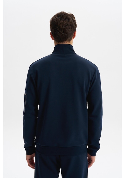 AR-MA Arma Erkek Slim Fit Dik Yaka Yarım Fermuar Pamuklu Sweatshirt Sol Kol Fermuar Cepli K30404685702 Lacivert