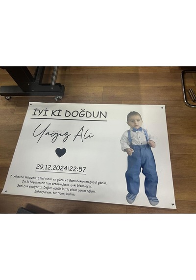 Kişiye Özel Doğum Günü Afişi Brandası 1x1.5 Mt Çok Renkli