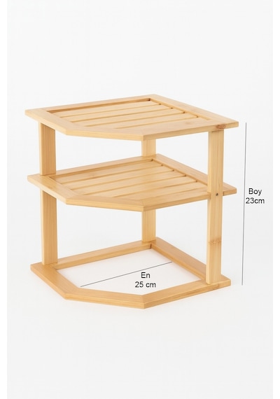 Makri Home Bambu 3 Katlı Mutfak & Banyo, Mutfak Düzenleyici Organizer, 23 Cm 25 Cm 25 Cm Ahşap