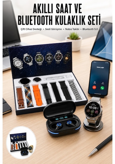 Mey İthalat Gamer Seti Bluetooth Kulaklık Ucuz Kaliteli Yeni Nesil Akıllı Saat