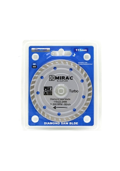 Mirac Or-tac Kesici Disk İnce Hassas Ve Turbo Kesici Ve Ceramıc 115mm X 22.2mm Mermer Spral Taşı