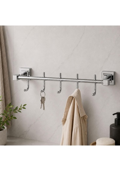 Tr Lüks Askılık Beşli Kanca Krom Renk Duvar Tipi Banyo Mutfak Antre Kapı Arkası Metal Askı Modeli Diğer