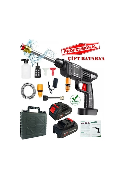 Tst-2507cw Car Washing Şarjlı Basınçlı Araç Yıkama Tabancası Çift Bataryalı Oto Motosiklet Bisiklet Yıkama Makinesi Bahçe İlaçlama Makinesi