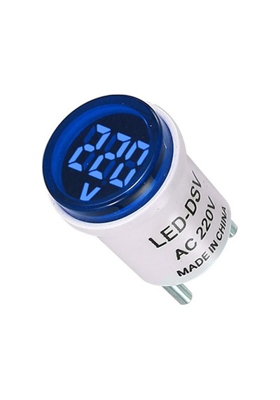 Ac 220v Voltmetre Yuvarlak Mavi Eu Plug Prize Takılabilir Fiş Gerilim Şebeke Test Led Voltaj Göster