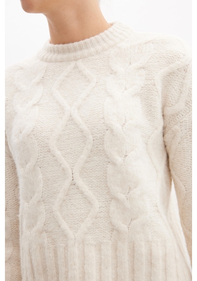 Peraluna Adelıne Sweater Bisiklet Yaka Saç Örgü Kadın Triko Kazak - Ekru-ekru Ekru