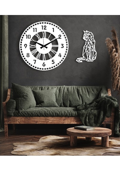 50X50 Dekoratif Beyaz Duvar Saati + Tablo 35 Cm Hediye Beyaz 50X50 Dekoratif Beyaz Duvar Saati + Tablo 35 Cm Hediye Beyaz